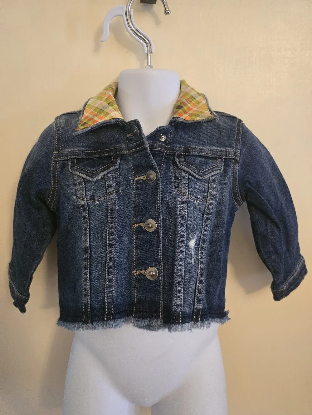 Wonder Nation 12M One of a Kind Pumpkin Denim Jacket Fall Harvest Embroidered